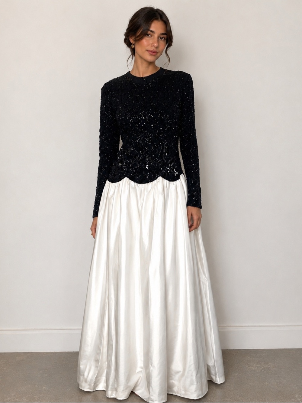 Naeem Khan Riazee Nights Rare Vintage Evening Dress Silk Beaded Black 10